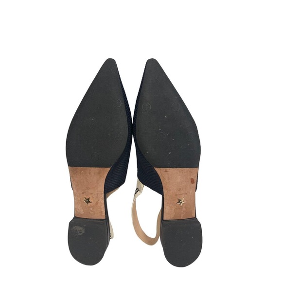 CHRISTIAN DIOR $990 Black Technical Fabric J’adior Ribbon Slingback Flats 41.5 - Picture 8 of 9